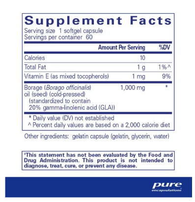 Borage Oil 1,000 mg - 60 Softgel Capsules